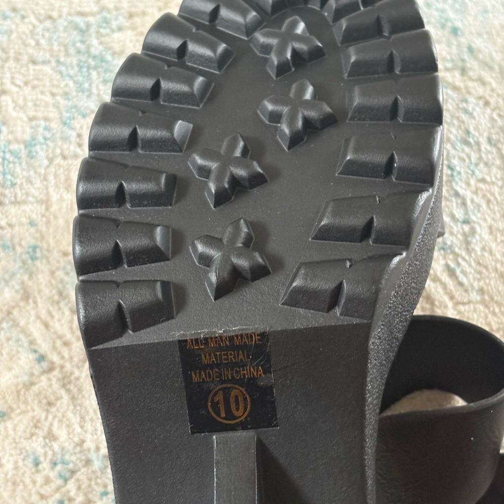 Black Modern Chunky Sandals with Adjustable Ankle Strap New - Picture 5 of 5